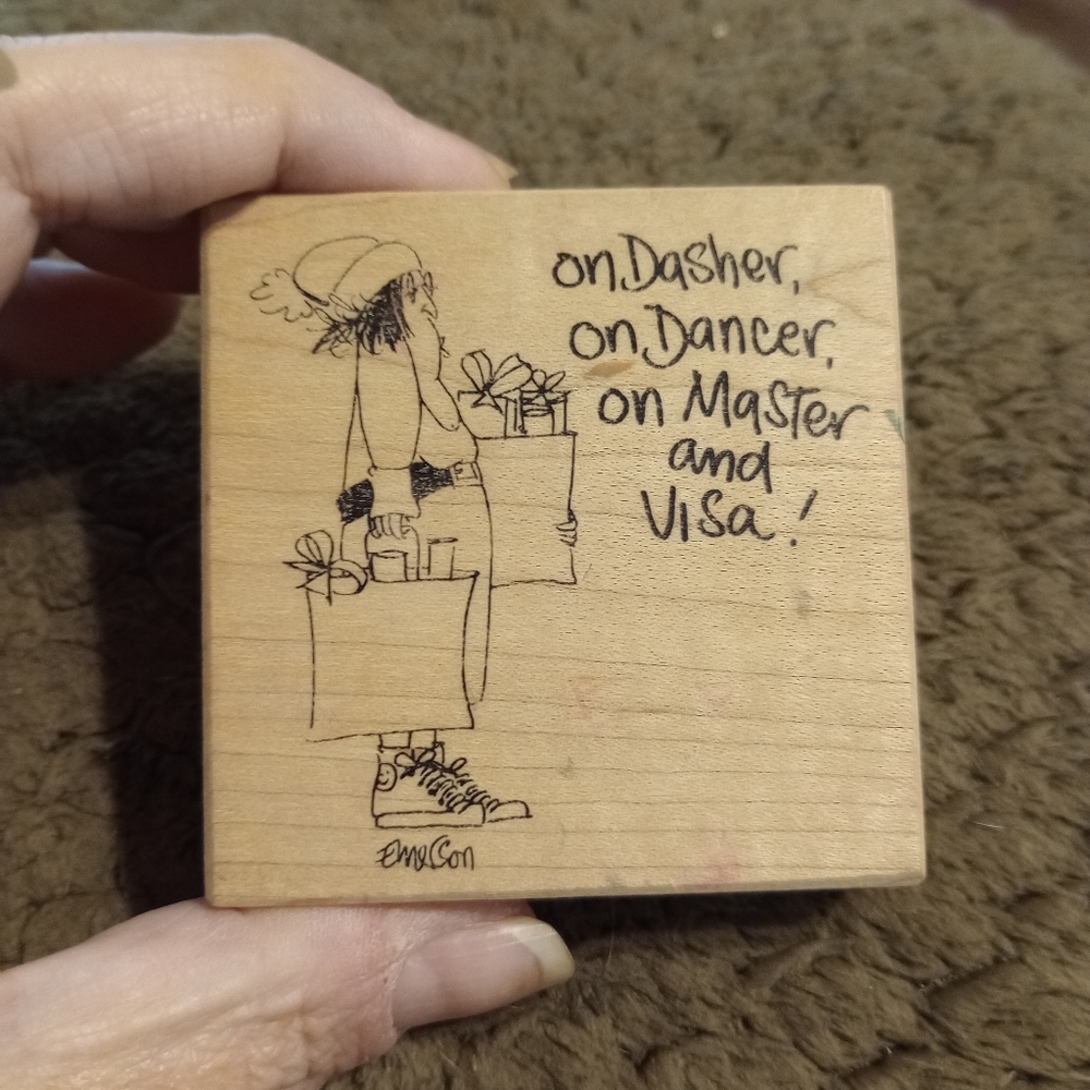 On Dasher, On Dancer, In Master and Visa Rubber Stamp